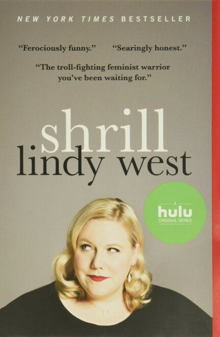 Lindy West looks up to the left on the cover of her book Shrill.
