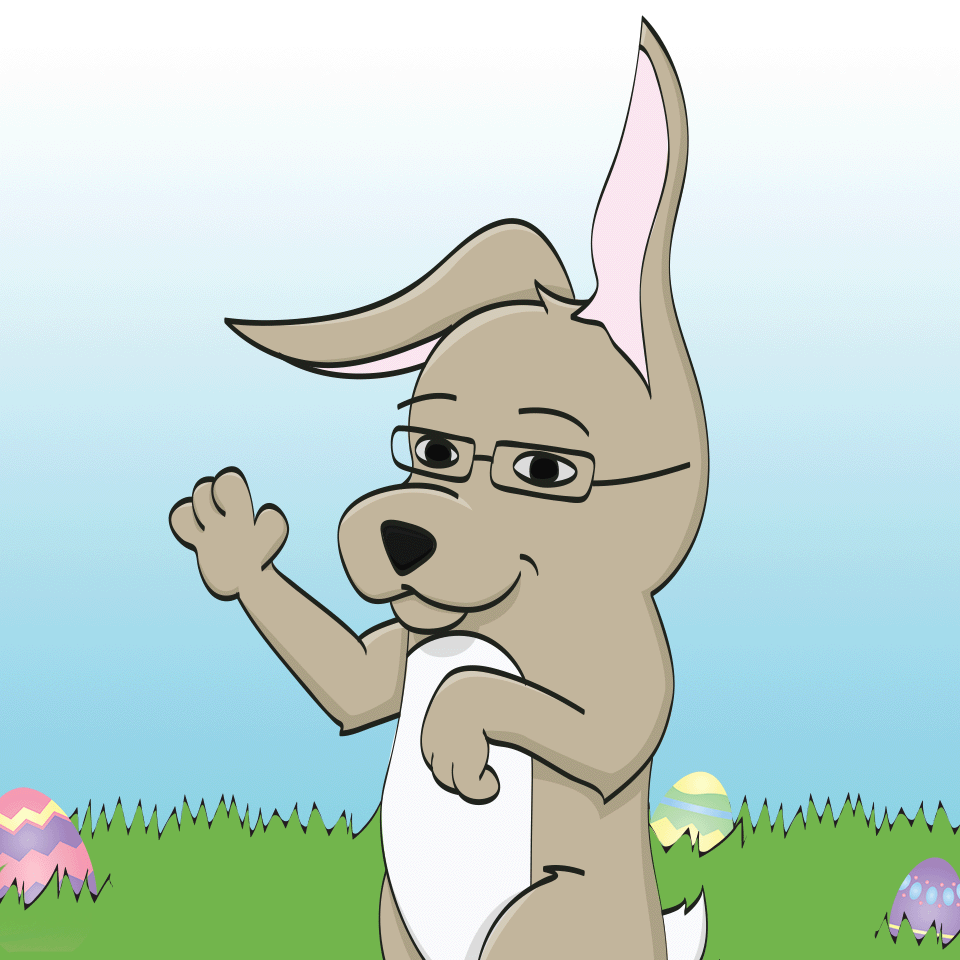 illustration of a bunny with eggs in the background