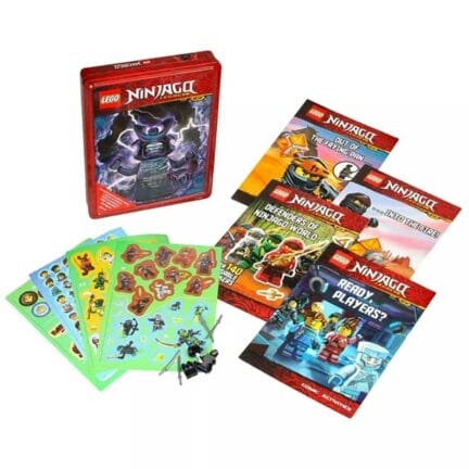 items laid out from the Lego Ninjago gift set