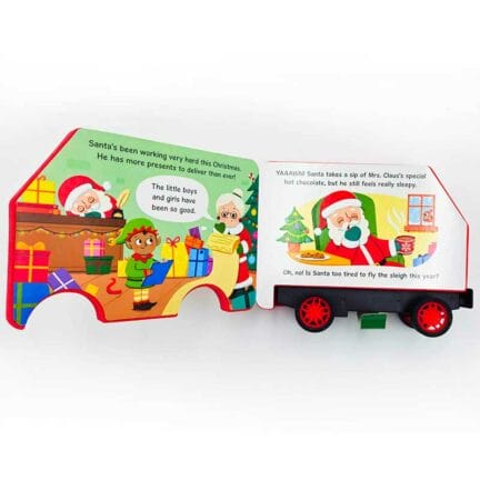 Inside view of Santa's Sleigh: 2-in-1 Storybook with Pull-Back Wheels