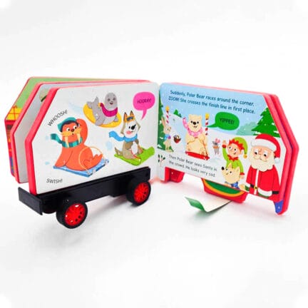 Inside view of Santa's Sleigh: 2-in-1 Storybook with Pull-Back Wheels