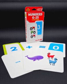 Numbers 0-25 flash cards set with cards saying "2", "+", etc. in front.