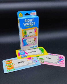 Sight words flash cards set with cards that say "good", "had", and "has" in front.