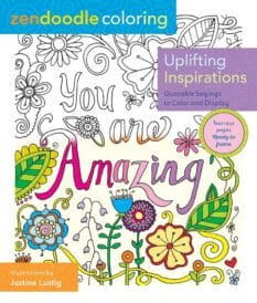 Book cover for Zendoodle Uplifting Inspirations coloring book.